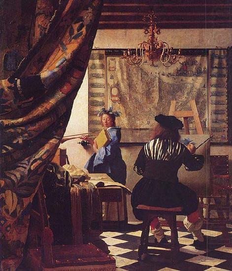 VERMEER VAN DELFT, Jan The Allegory of Painting -or- The Art of Painting china oil painting image